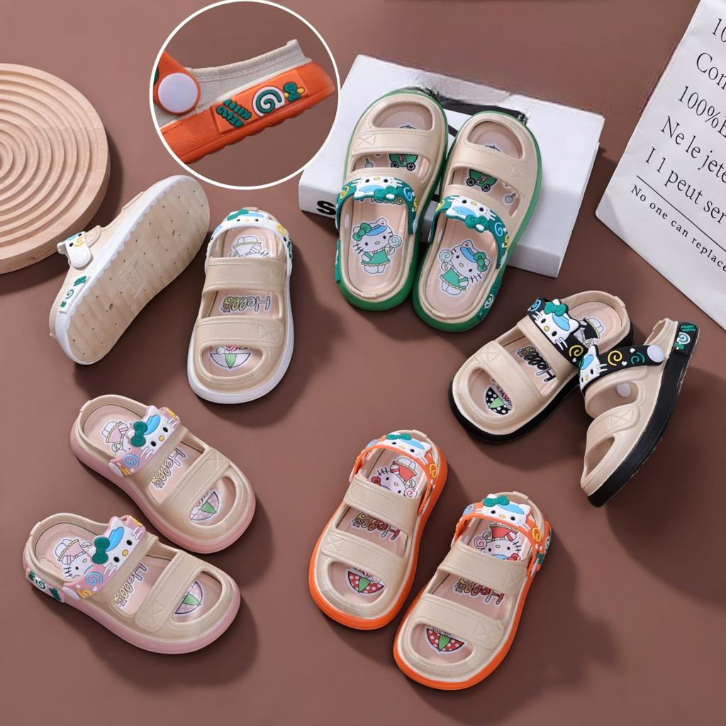 Sandal Anak Perempuan Baby Kids Model Tali Belakang Karakter Hello Kitty Lucu / Sendal Karet Jelly Anak Import Empuk Hys