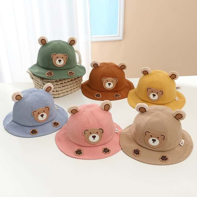 TOPI BAYI BERUANG BEAR LUCU BUCKET HAT IMPORT BUCKET ANAK BAYI BUCKET BEAR PAW TOPI ANAK BORDIR LUCU 6 BULAN - 2 TAHUN