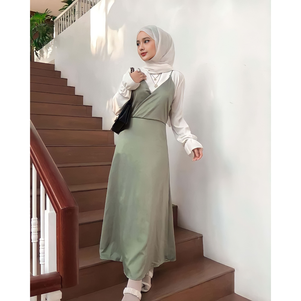 Rachel Long Dress Bahan Satin Valvet Premium – Silk Dress Wanita Korea