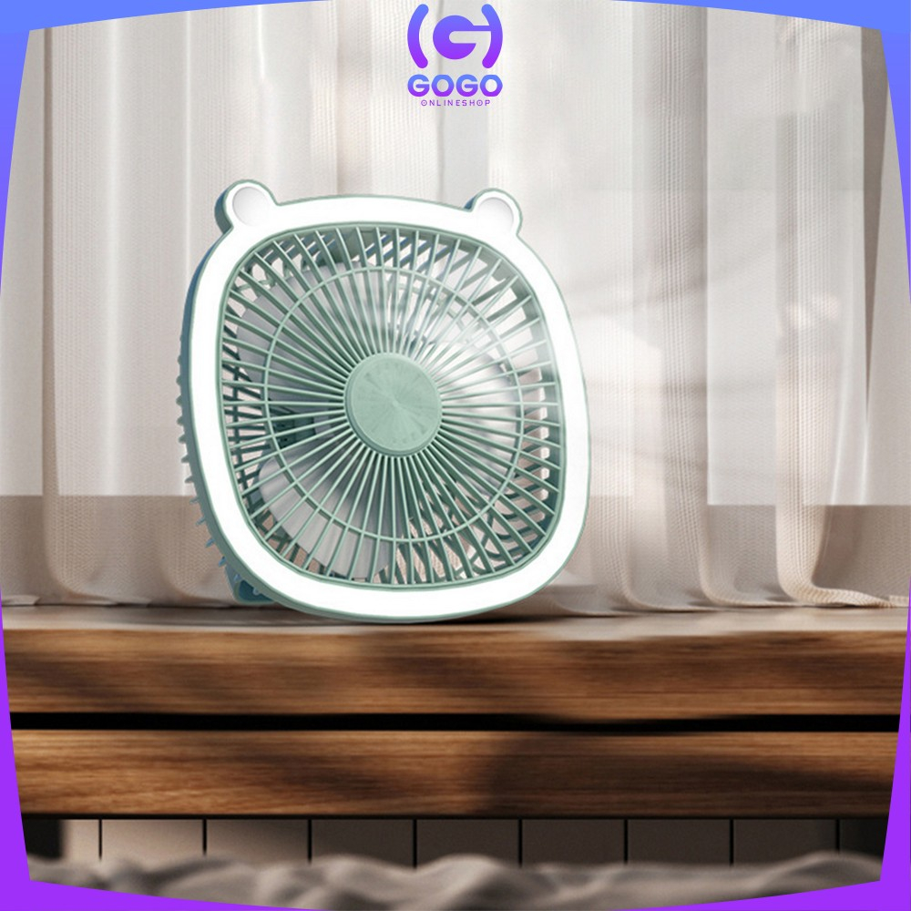 GOGO-C880 Kipas Angin Portable Mini Fan dengan Lampu LED / Kipas Angin Mini Kipas Meja Portable Charger USB Cooling Fan Rechargeable