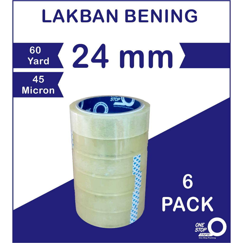 

Selotip OPP Tape Bening Onestop Tape 60 Yard x 24 mm 6 PACK