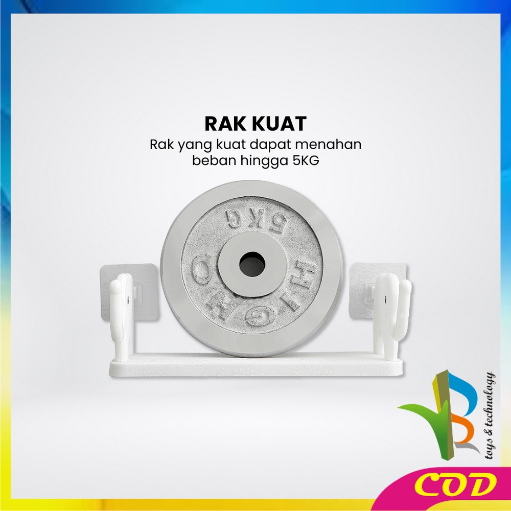 RB-C864 Rak Dinding Tempel Kamar Mandi Motif Gajah Tanpa Paku Serbaguna / Rak Dapur dengan Gantungan / Rak Gantung Multifungsi Storage Rack Import