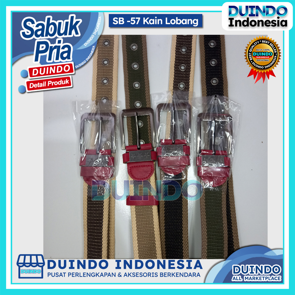 Duindo - SB57 Ikat Pinggang Gasper Lobang Kain Kanvas Tebal Sabuk Pria Laki Panjang 125 Cm
