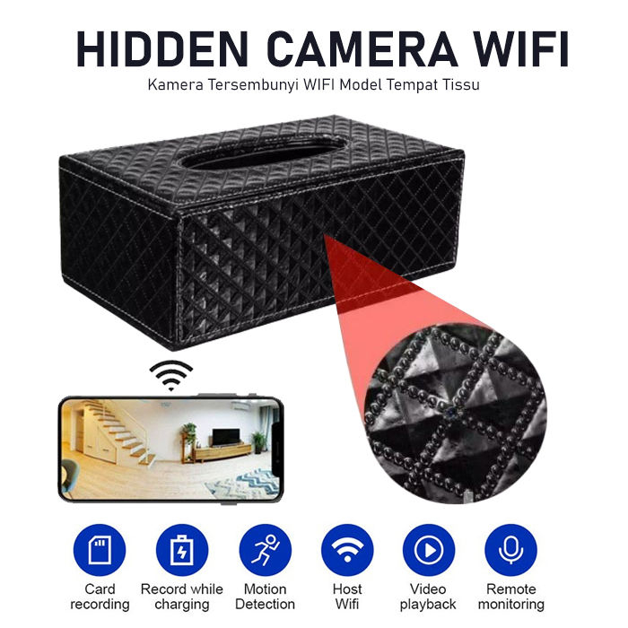 Kamera Kecil Tersembunyi Konek HP SPY Camera Mini Wifi Pengintai Tanpa Kabel Super Mini Hidden Camera Model Tempat Tissu JS58