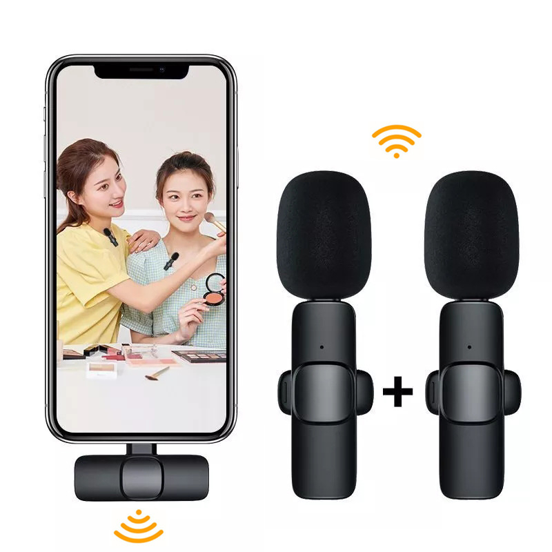 Mikrofon Bluetooth Mic Wireless Smartphone Clip On Vlog Lavalier Microphone Wireless Mic Bluetooth Y