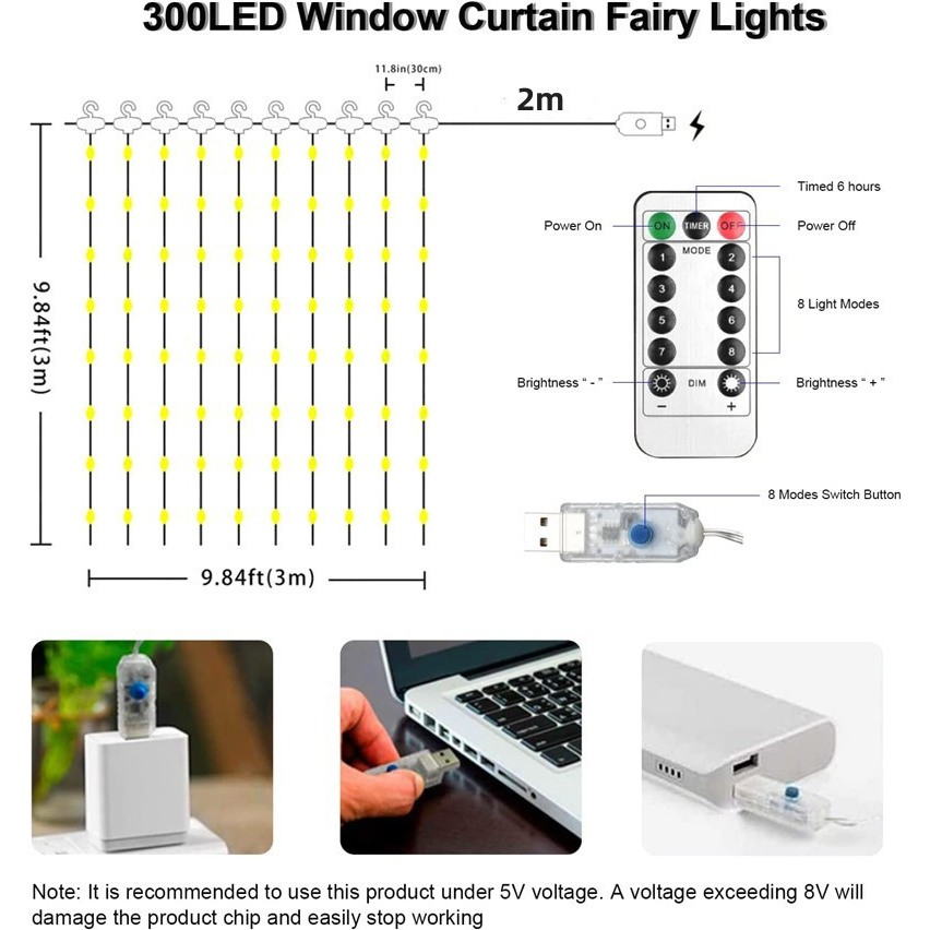 [COD] Lampu led 3x3 meter lampu gorden LED Tumblr Light / USB Tirai Lampu / Tumblr Dekorasi kamar / 3m*3m Curtain led light / 300 LED / Lampu Tumblr / Lampu Natal / Lampu Dekorasi Pelaminan / Lampu Dekorasi Pesta / Lampu Dekor Pelaminan