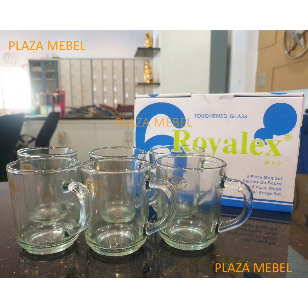 Gelas Royalex / Gelas Kopi RX 255 / Gelas Gagang Royalex Kaca 6 pcs ORIGINAL