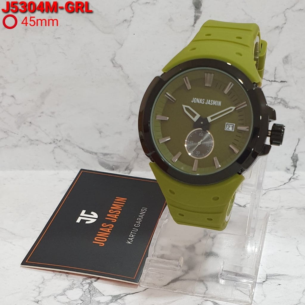 JAM TANGAN WANITA JONAS JASMIN HB004 CHRONO AKTIF TALI RUBBER TANGGAL AKTIF