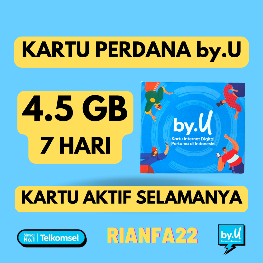 Kartu Perdana by.U byU by U Kuota 4.5 GB 7 HARI