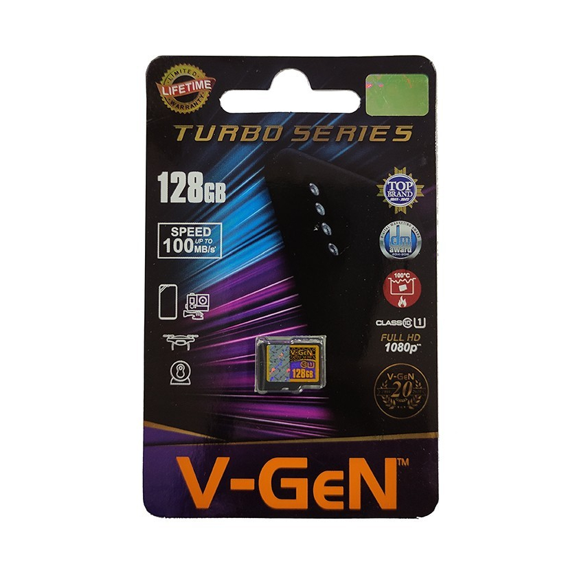 Micro SD V-GeN Turbo 128GB 100MB/S Micro SD Memory Card VGEN