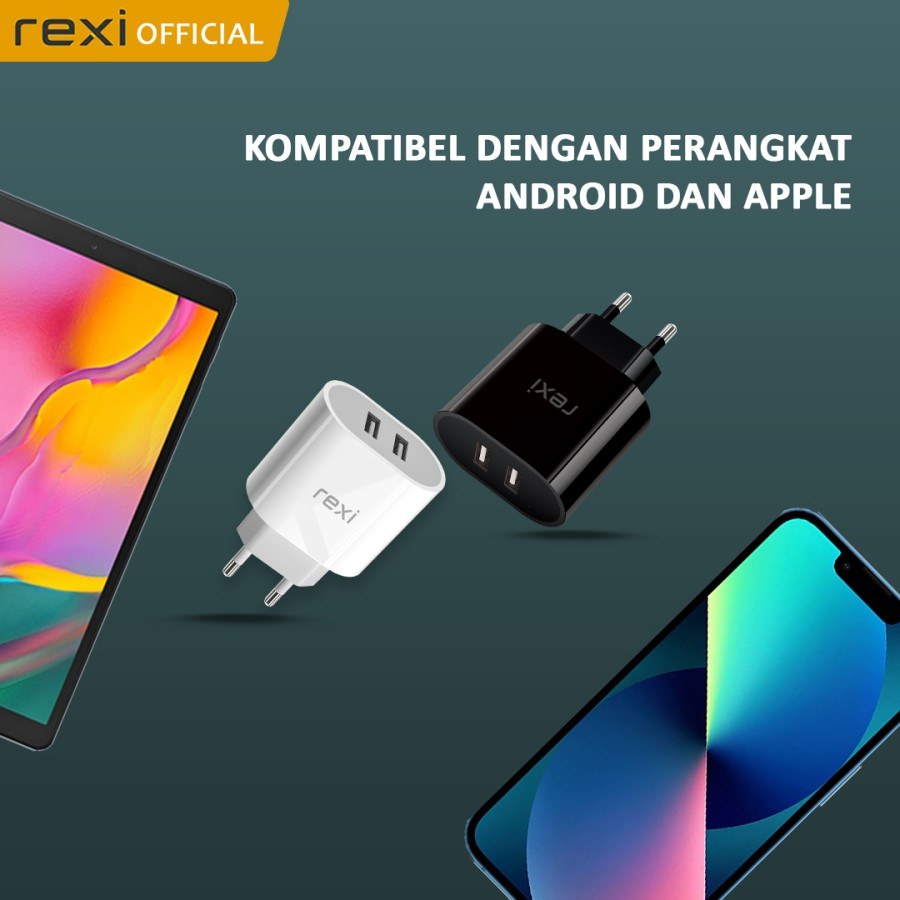 Rexi Charger Android BC24-Ms 2.4A Dual Output with Micro Cable Fast Charge