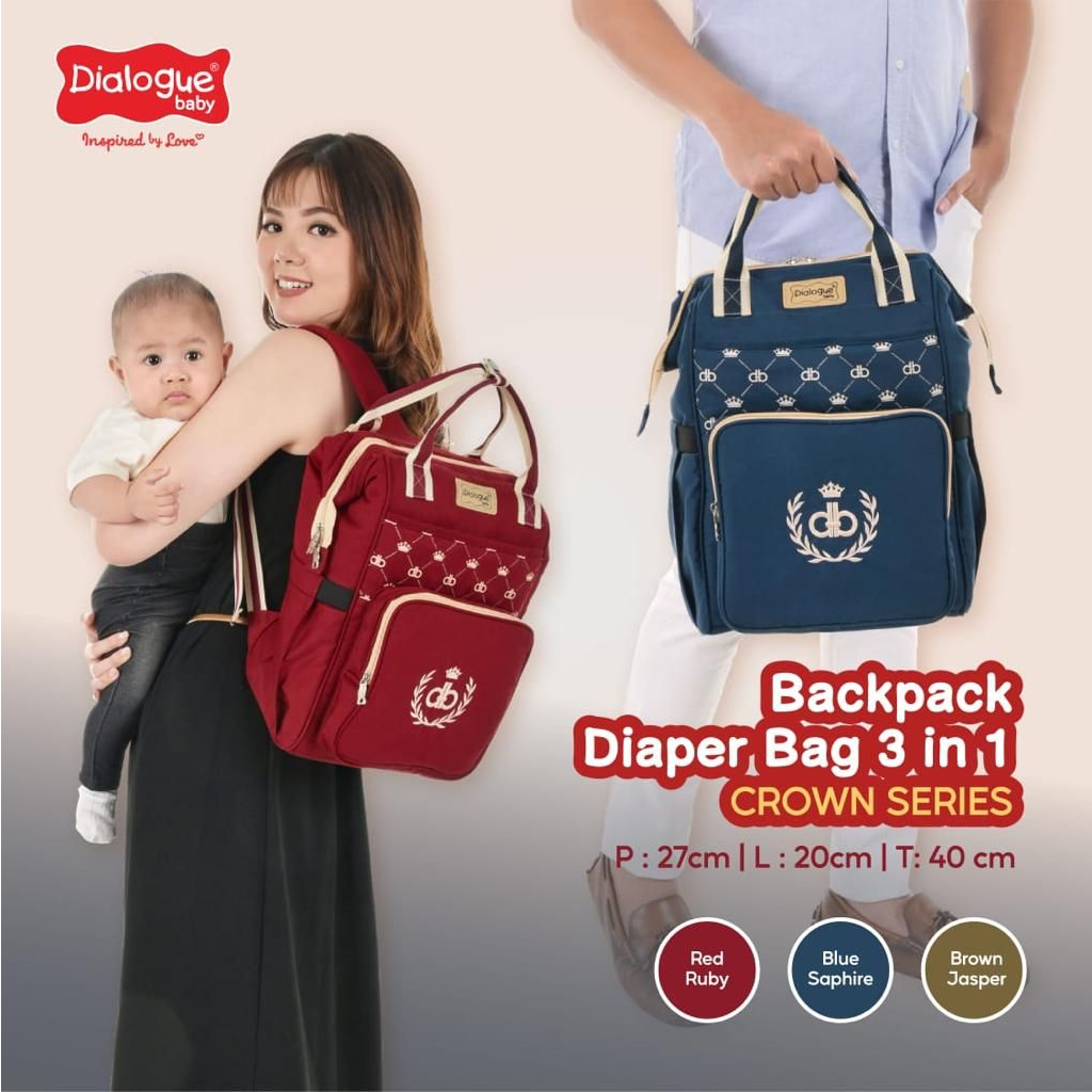 Dialogue BackPack Diaper Bag 3in1 Position Crown Series DGT7420 / Tas Perlengkapan Bayi