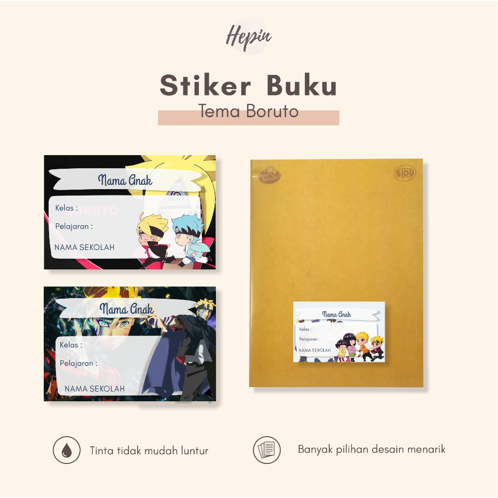 

(30pcs)bisa custom/ready/Stiker dan label buku pelajaran Tema BORUTO/stiker buku anime/boruto