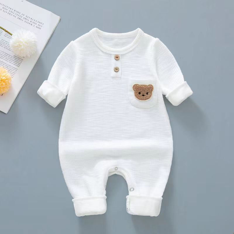 Sleepsuit bayi Summer Bordir Bear / Jumper Panjang bodir bear