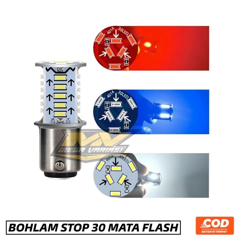 LAMPU STOP KEDIP BOHLAM REM 30 MATA KEDIP LAMPU LED STOP KEDIP COCOK UNTUK SEMUA JENIS MOTOR MIO BEAT SCOOPY FINO GENIO NMAX PCX AEROX VARIO DLL