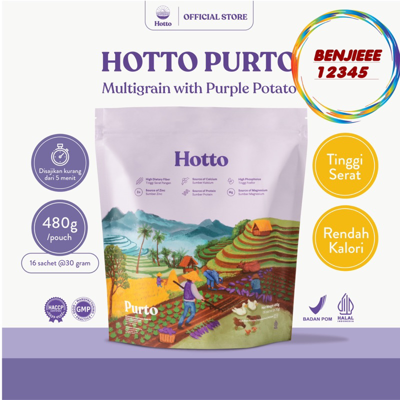 HOTTO PURTO POUCH 16 SACHET multigrain BPOM Halal hotto purto minuman MULTIGRAIN purple potato ubi ungu