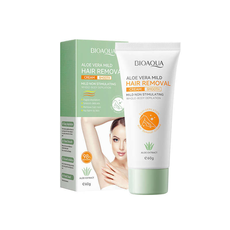 BIOAOUA Krim Penghilang Bulu Wanita Permanen Hair Removal Cream Perontok bulu Cepat Safe and Painless Hair Removal Cream 60ml