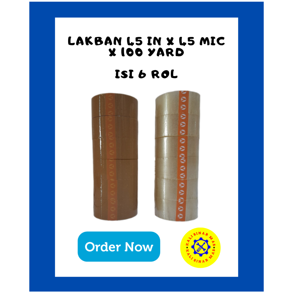 

Lakban Selotip 45 In X 45 Mic X 100 Yard Isi 6 Roll