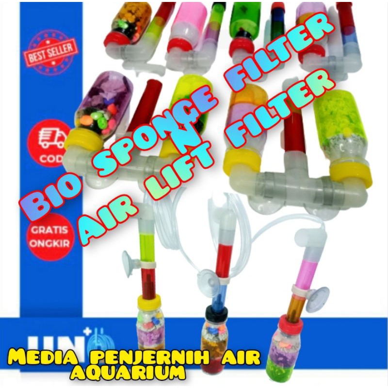 BIO SPONGE FILTER DAN AIR LIFT FILTER MEDIA PENJERNIH AIR AQUARIUM CANTIK