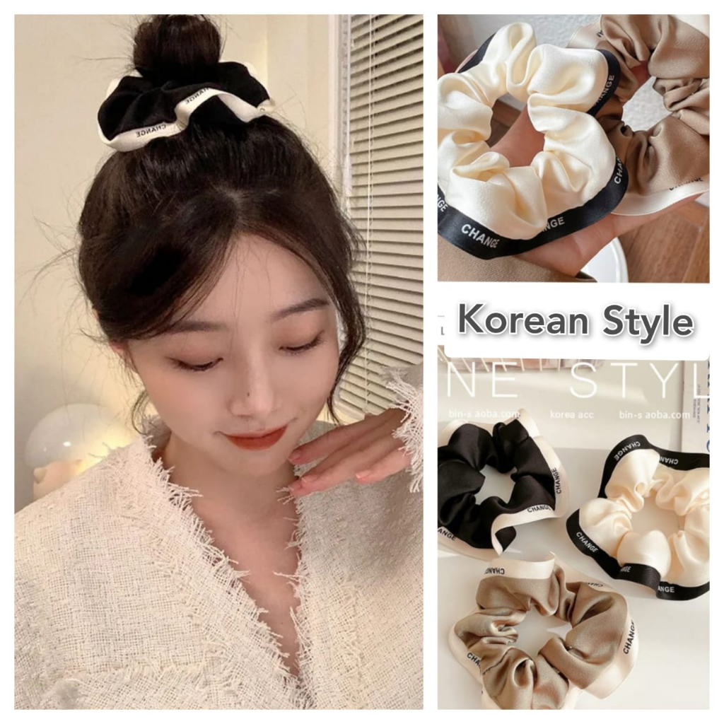 kat Rambut Scrunchie Satin Glossy Schunchies Cepol Hijab Kunciran Wanita Gaya Korea