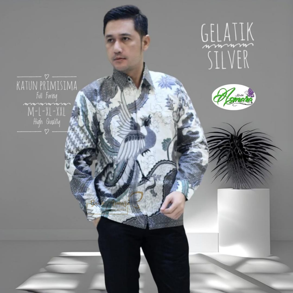 GELATIK SILVER ASMARA BATIKSOLOAMANAH KEMEJA BATIK PRIA LENGAN PANJANG PENDEK LAPIS FURING PREMIUM KATUN HALUS ADIPUTRA ADIPATI CEMPAKA PUTIH UWER KUNING TIRTA KUNING PLENJAK BIRU CIUNG BIRU ARYAK DRAJAT MERAH ALENGKA PINK BRAMANTYO BIRU SRIKANDI MERAK