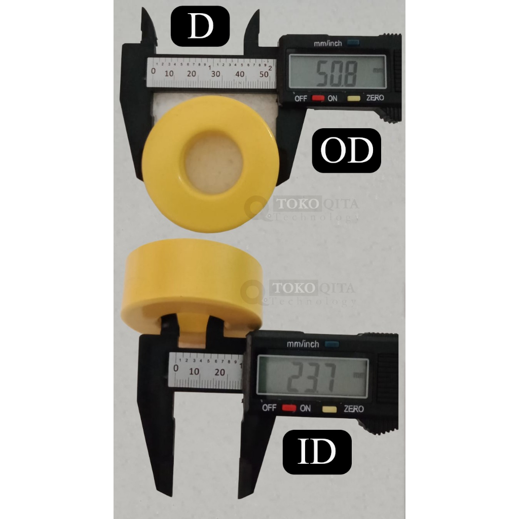 [T201-26] Ferrite Toroid Core (D) Kuning Putih 50.9*23.7*22.3mm #Tokoqita #T-Core #Ferrite #Ferit