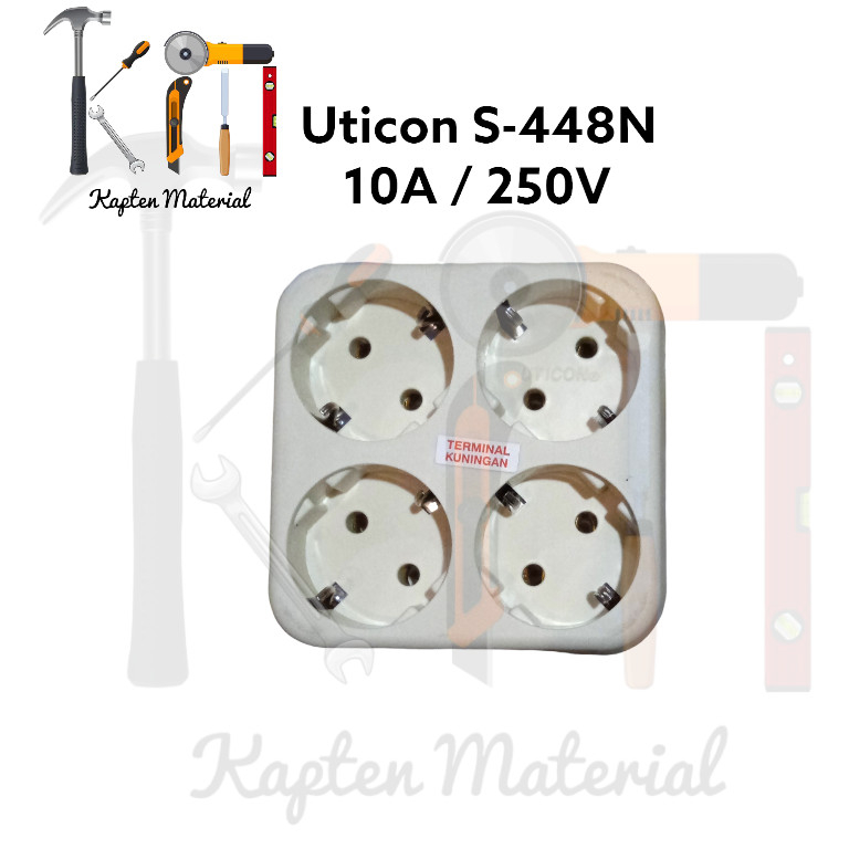 Stop Kontak Uticon 4 Lubang Segi | Stop Kontak Saklar Listrik S-448N | Kapten Material