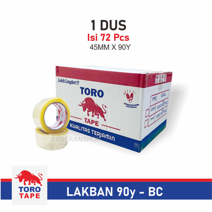 

LAKBAN TORO BENING 45mm x 90 yard Per DUS Isi 72 Roll - LAKBAN PACKING