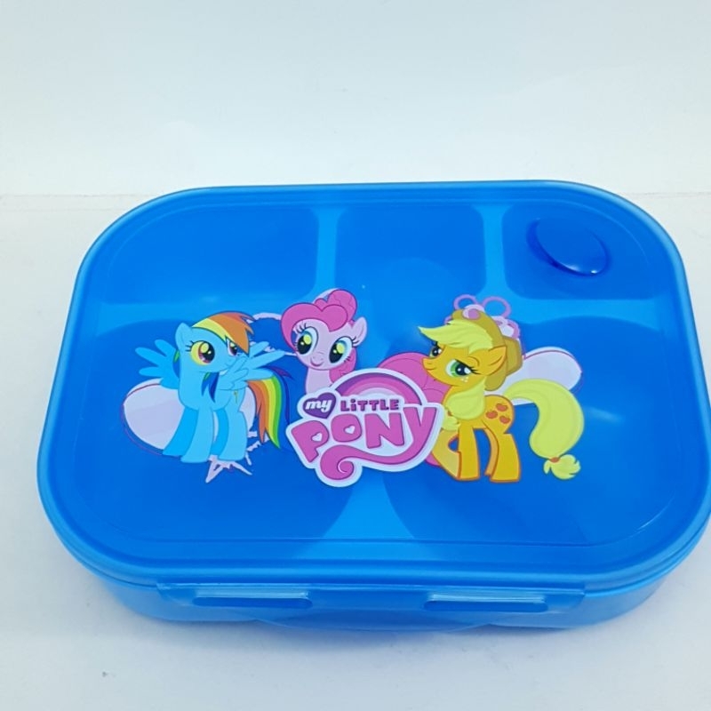 Tempat Makan Plastik Kotak 5 Sekat Little Pony Biru