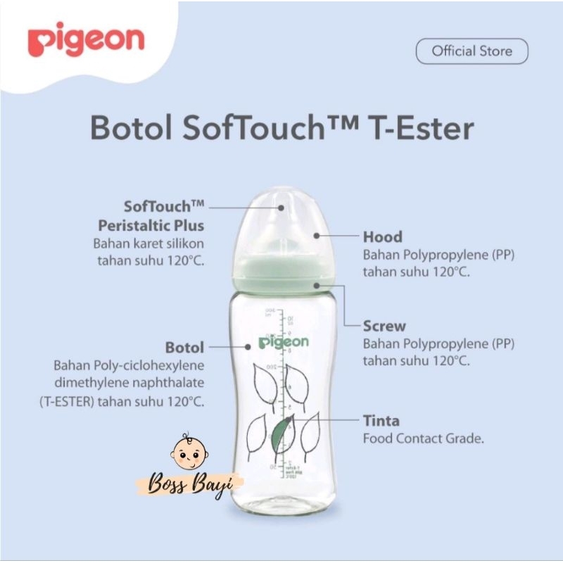 PIGEON - SofTouch T-Ester Baby Bottles / Botol Dot Bayi Wide Neck