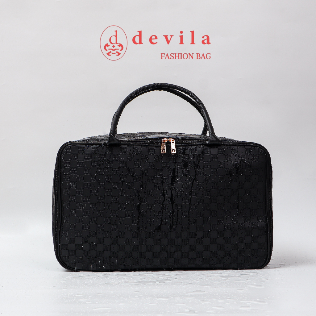 DVLA LUXURY BLACK BOXES WATERPROOF TRAVEL BAG JUMBO SIZE - Tas Koper Waterproof Ukuran Besar Motif Kotak Mewah Murah