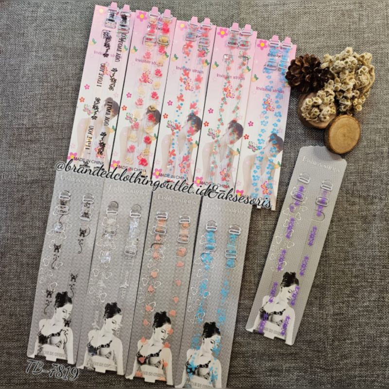 TALI BRA TRANSPARAN MOTIF KOREAN STYLE 1CM / TALI BRA JELLY MOTIF LOVE BUNGA KUPU-KUPU / TALI BH BEN