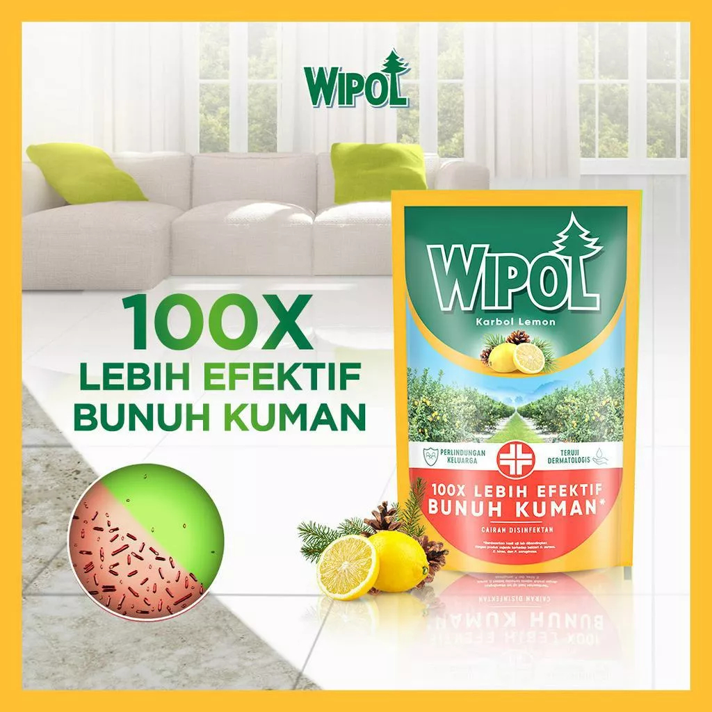 Wipol Karbol Lemon Refill 750ml Karbol Pembersih Lantai