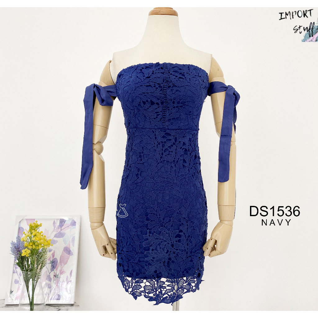 DS1536 - DRESS PESTA SABRINA BASIC LACE MINI DRESS WANITA MODERN MURAH