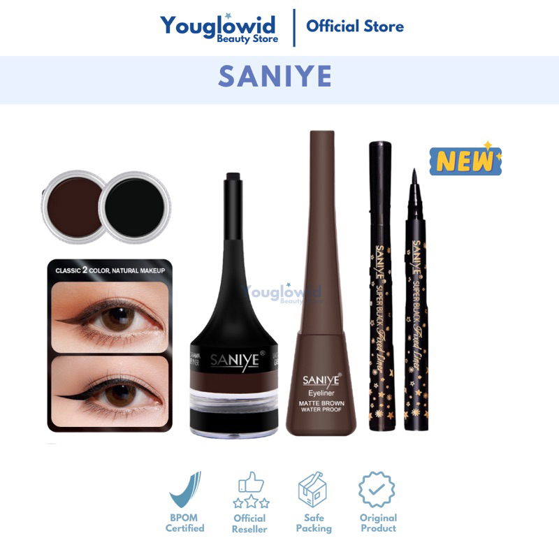 【Official Outlet】SANIYE Eyeliner Pen Eye liner With Brush Gel Matte Cair Quick Dry Cepat Kering Longlasting Tahan Lama Waterproof Anti Air Kosmetik Mata Makeup Wajah M418 M255 M208 BPOM