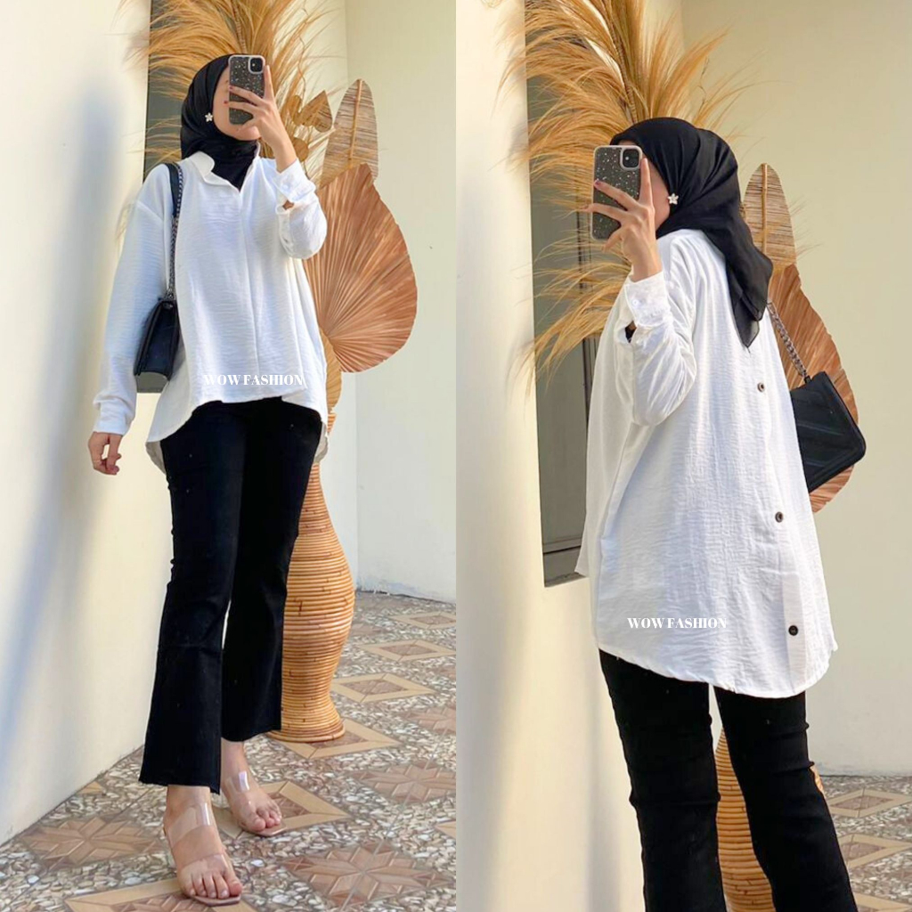 RIFA KEMEJA JUMBO OVERSIZE WANITA / KEMEJA KANCING BELAKANG / KEMEJA NON BUSUI