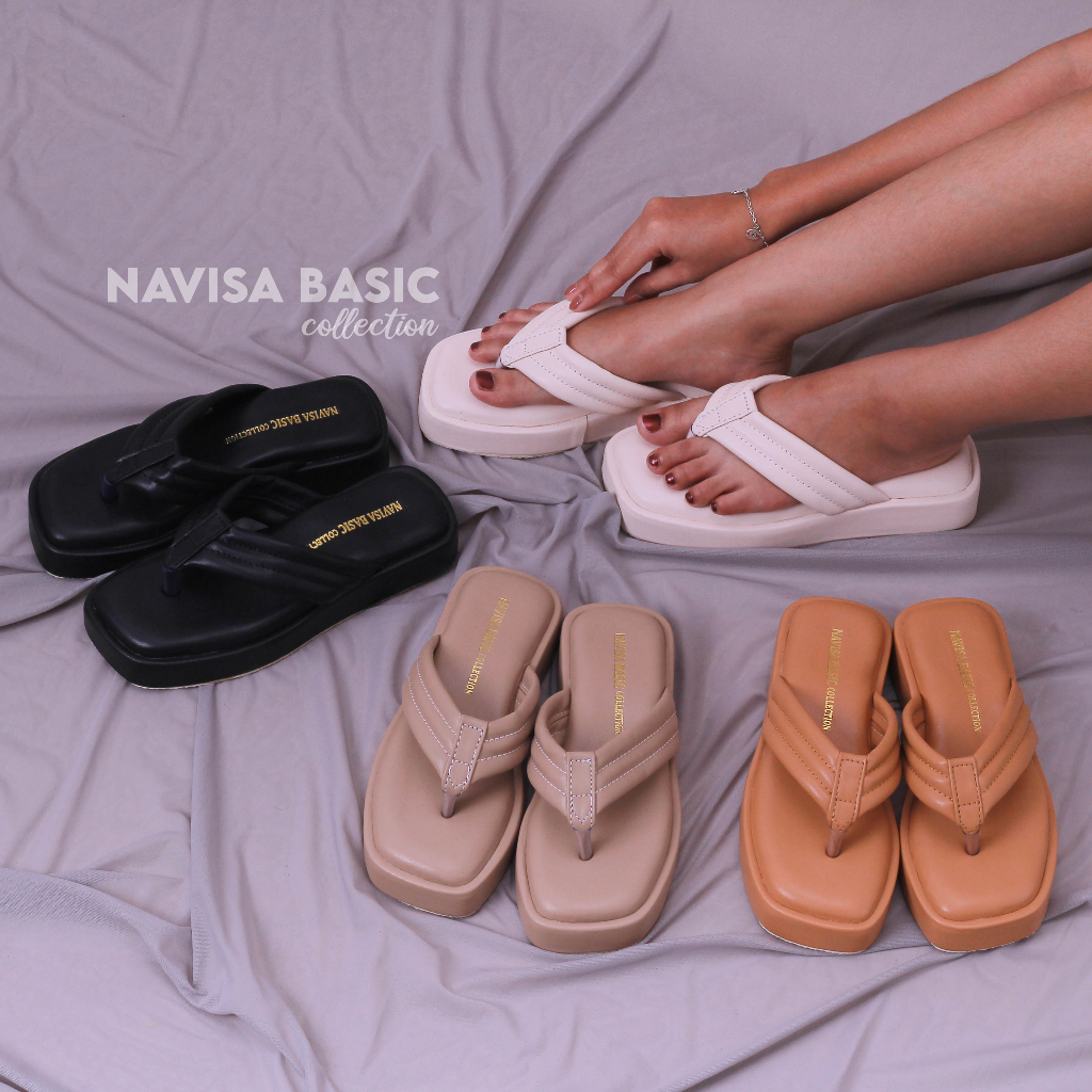 Sandal Wanita puffy platform Empuk Navisa Basic Collection Damelia bella shoes Grend love Winod Pluvia