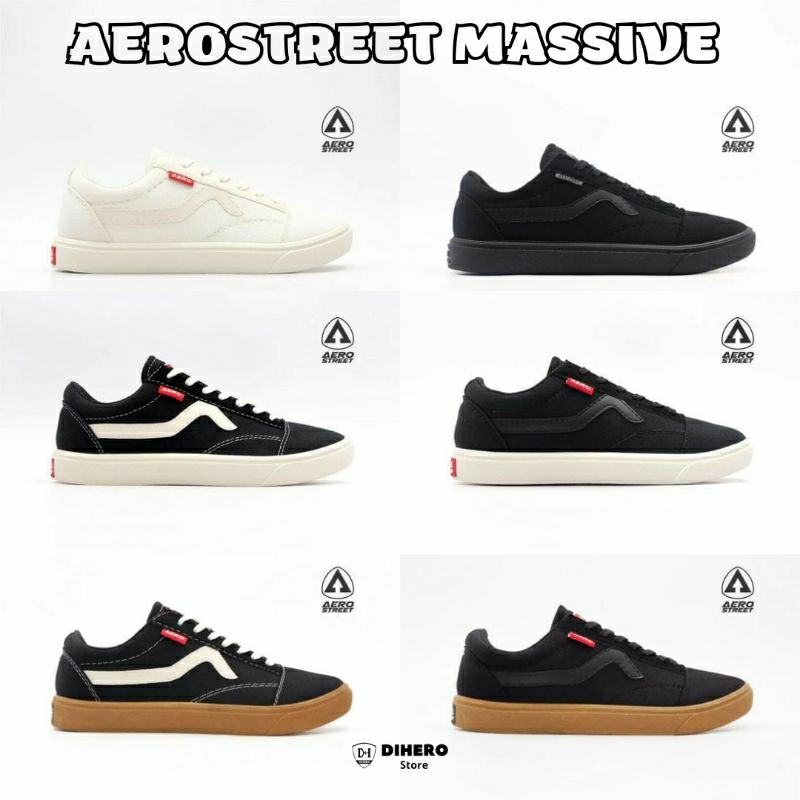 AEROSTREET MASSIVE,MASSIVE HITAM LIS PUTIH, MASSIVE HITAM LIS HITAM, MASSIVE HITAM GUM LIS PUTIH, MA