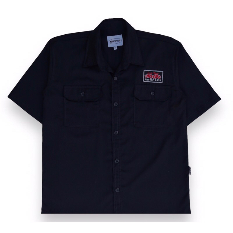 NOWPAPSCO-SANTO TOMAS WORKSHIRT HITAM PLASTISOL NOWPAPS LOGO BORDIR MATERIAL DRILL