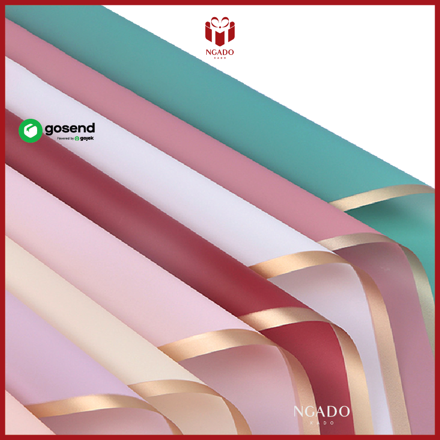 

[ 20 LEMBAR ] List Gold Cellophane Flower Wrapping Line Paper Kertas Buket Bunga Korea Waterproof Flower Bucket Tahan Air Pinggiran Emas