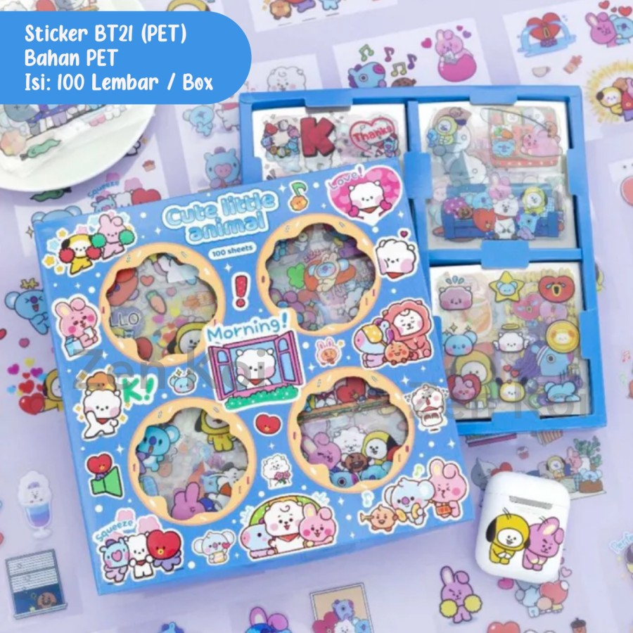 STIKER BTS SENMU 2D ISI 100 LEMBAR BTS BT21 KOREAN ORIGINAL STICKER BRAND AESTHETIC