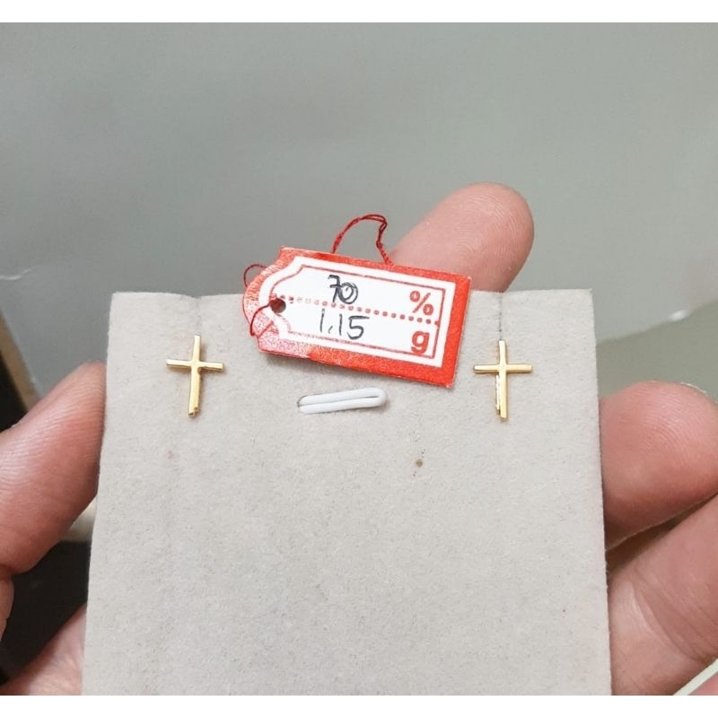 Anting emas 70 salib polos