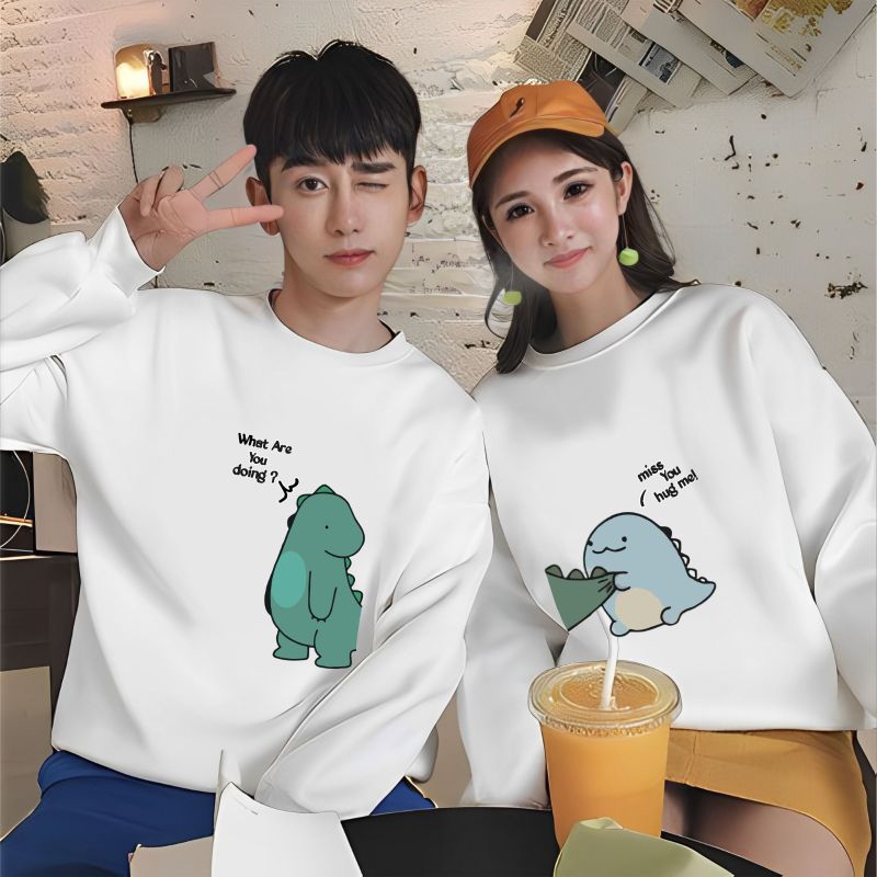 Sweater COUPLE Kaos Couple Pasangan Lengan Panjang Dino