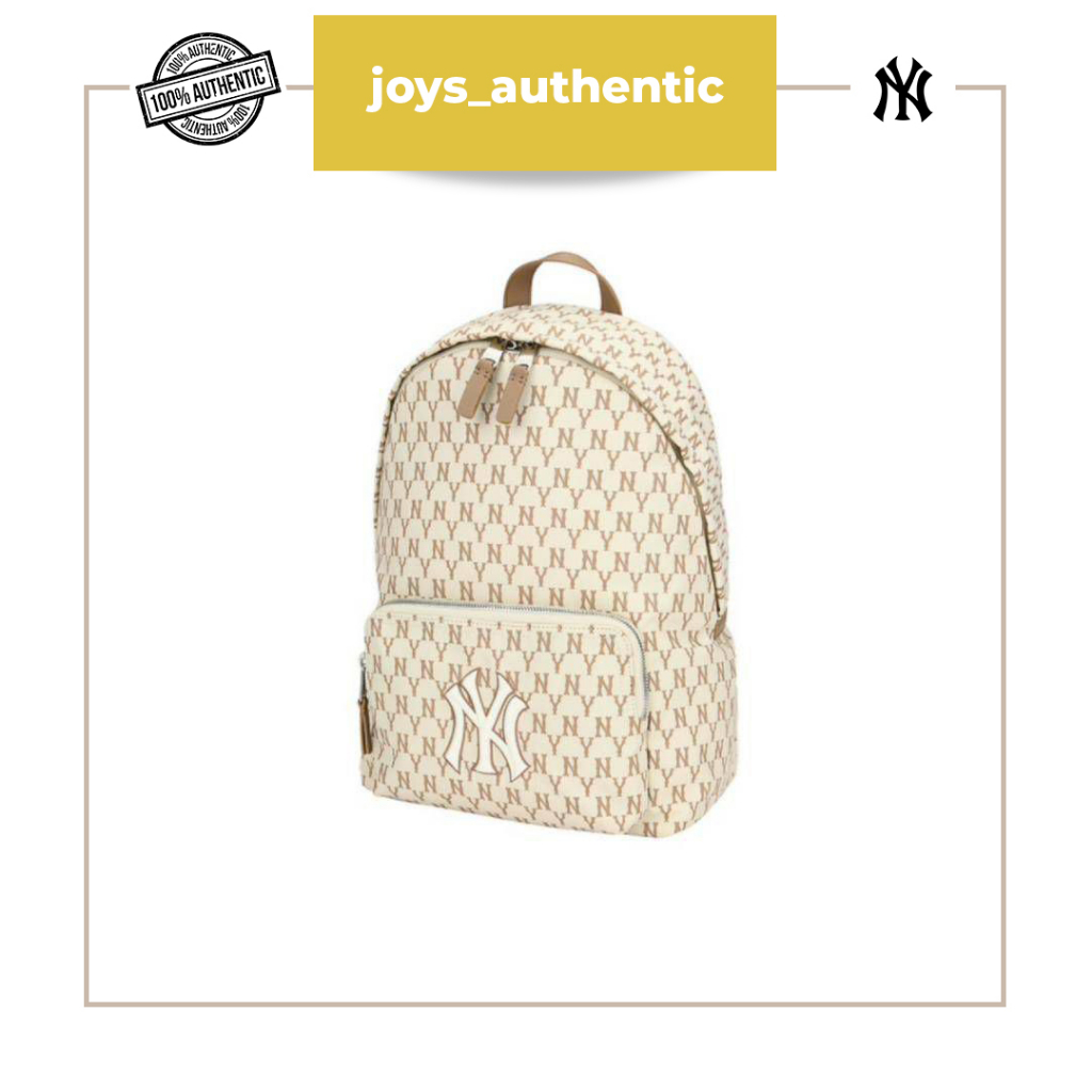 Tas wanita MLB Yankees Monogram Backpack Logo Cream woman bag authentic original