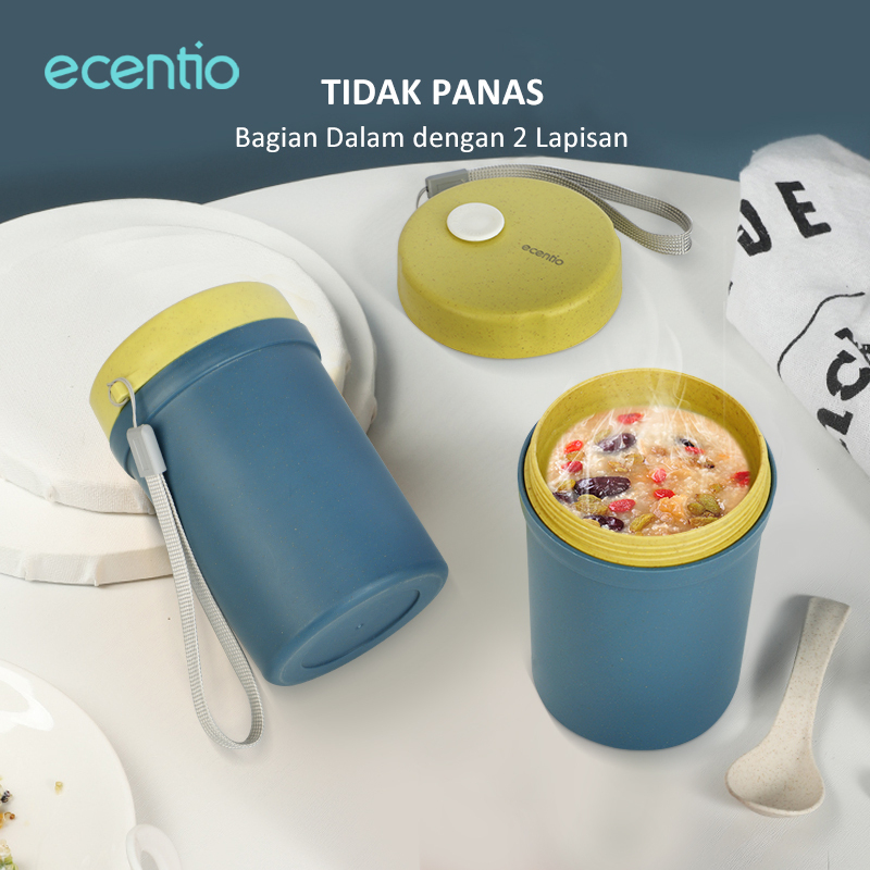 ecentio cangkir sup portable soup tahan panas anti tumpah lunch box tempat sup tahan panas bekal mug sup sarapan mangkuk sup piknik