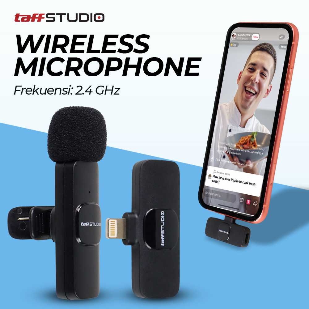 TaffStudio Clip On Jepit Mic Wireless Type C Mic Klip Microfon Bluetooth Android Tanpa Kabel Microph