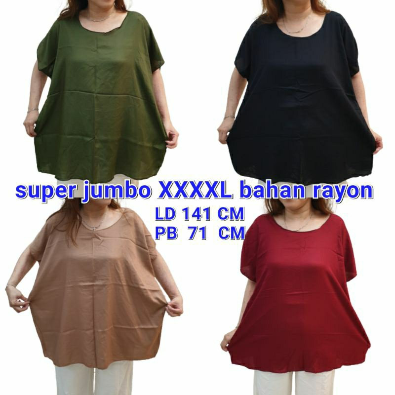 kaos super jumbo XXXXL muat sampai 100 kg lebih blon polos bahan rayon bagus