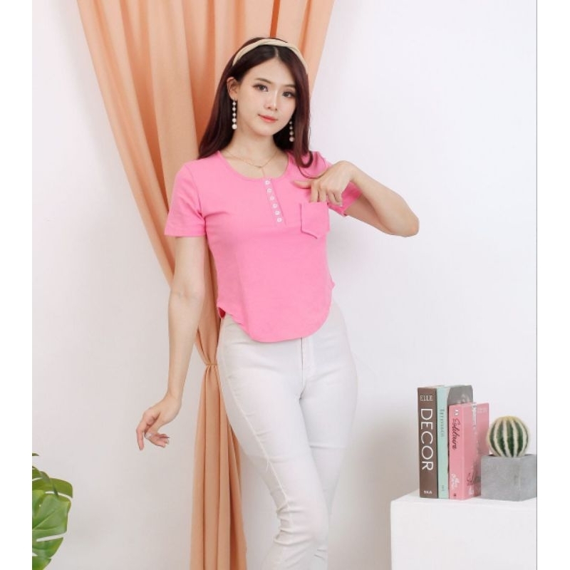 ATASAN KANCING SEMI CROP FASHION WANITA BELLA 1823