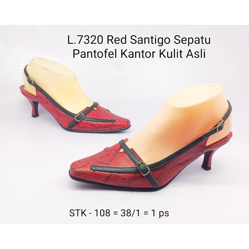 Sepatu Wanita Pantofel Kulit Asli Hak.7 Cm 12_L.130.Camel