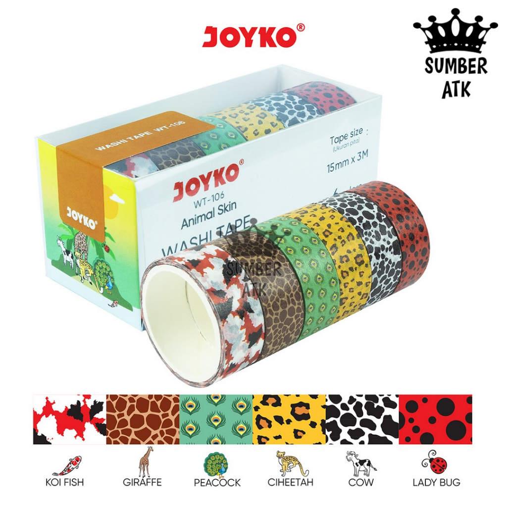 

Washi Tape Pita Perekat Selotip Kertas Warna Joyko WT-106 Animal Skin